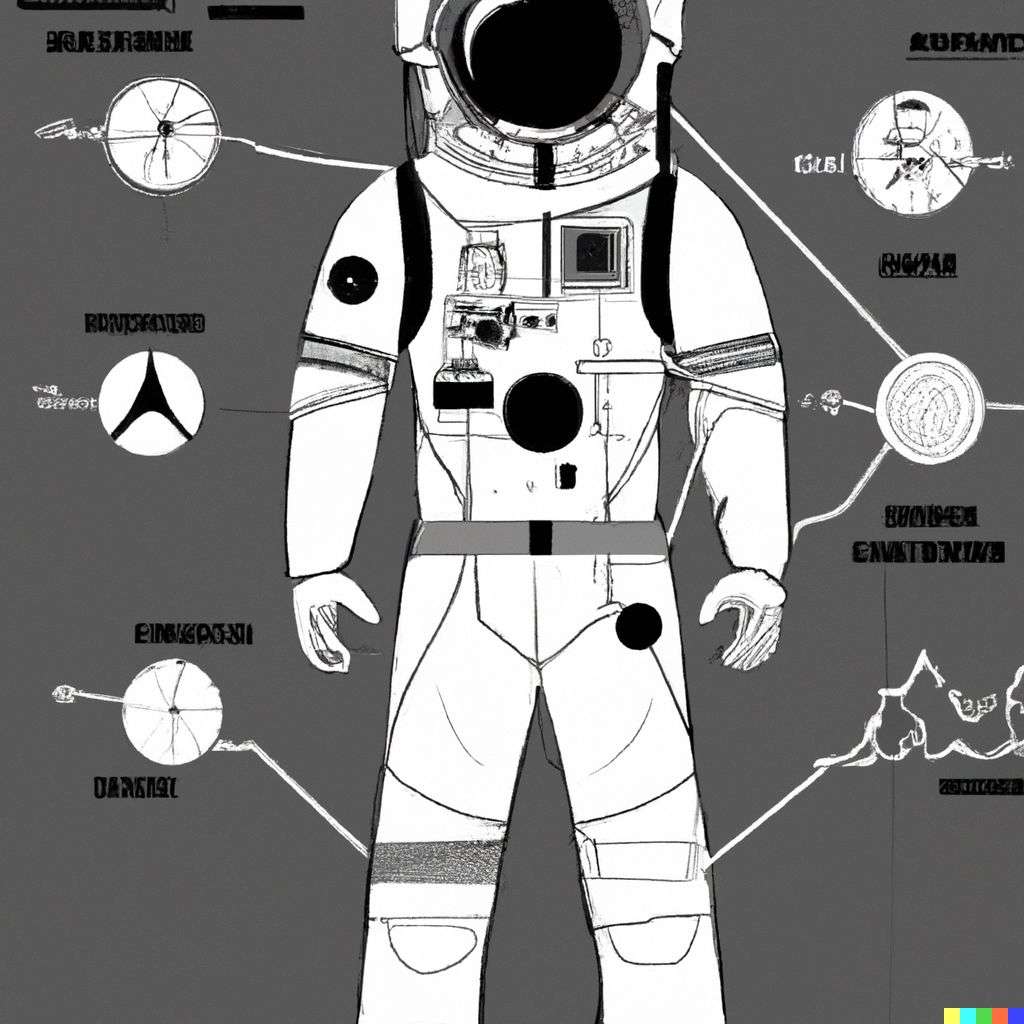 an astronaut, scientific diagram